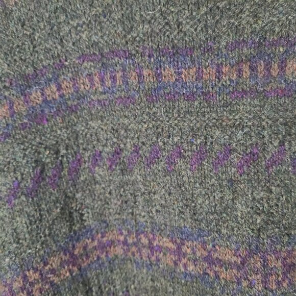 Eddie Bauer Wool Knit Gray/Purple/Blue Men's XL Sweater Made in USA - Picture 4 of 5